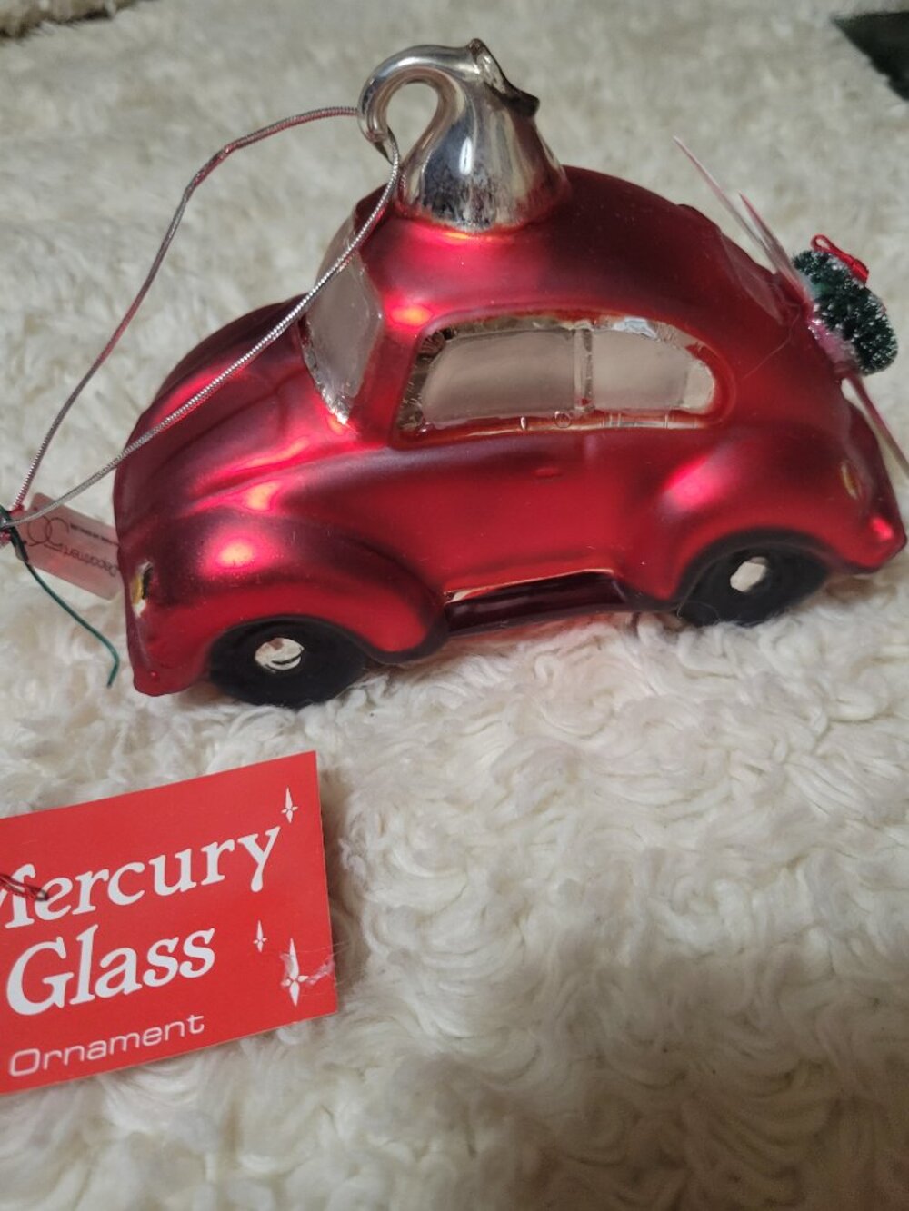 Department 56 Volkswagen Beetle Oversized Mercury Glass Ornament  6" X 5" - Picture 3 of 14